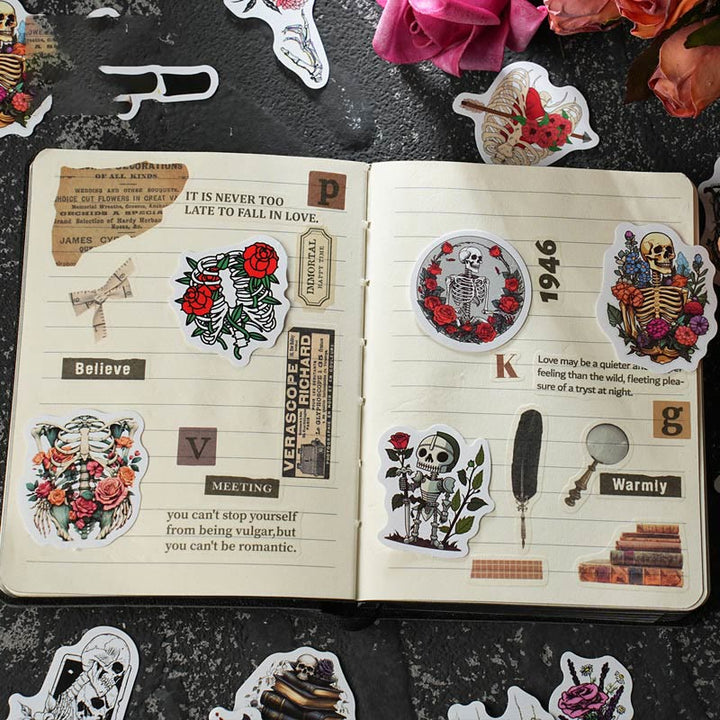 Punk Style Rose's Funeral Skull Stickers Scrapbook Journaling Supplies