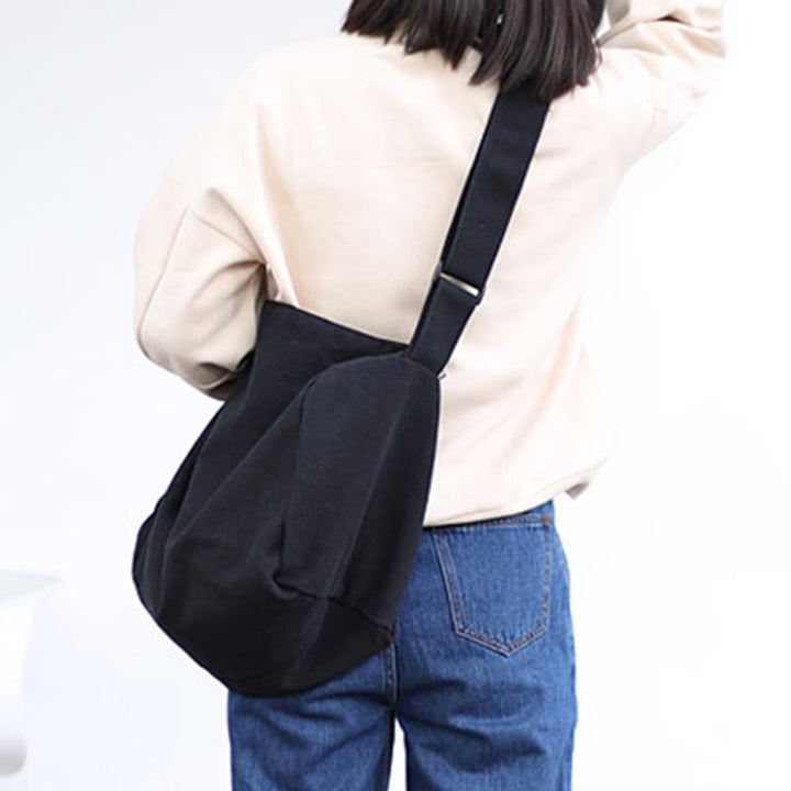 Black White Simple Crossbody Bag For Women Canvas Shoulder Bag