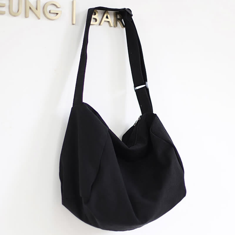 Black White Simple Crossbody Bag For Women Canvas Shoulder Bag