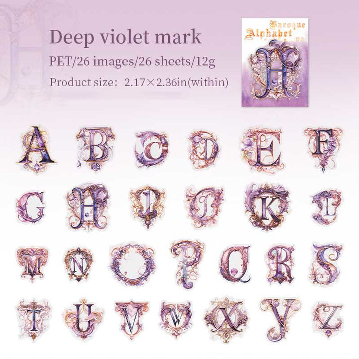 26 Baroque Alphabet Art Series Sticker For DIY Journal Decor