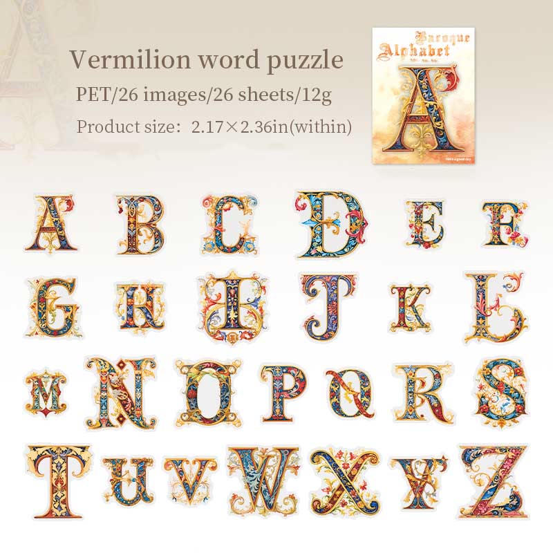 26 Baroque Alphabet Art Series Sticker For DIY Journal Decor