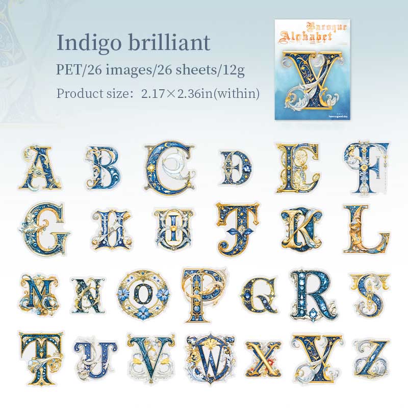 26 Baroque Alphabet Art Series Sticker For DIY Journal Decor