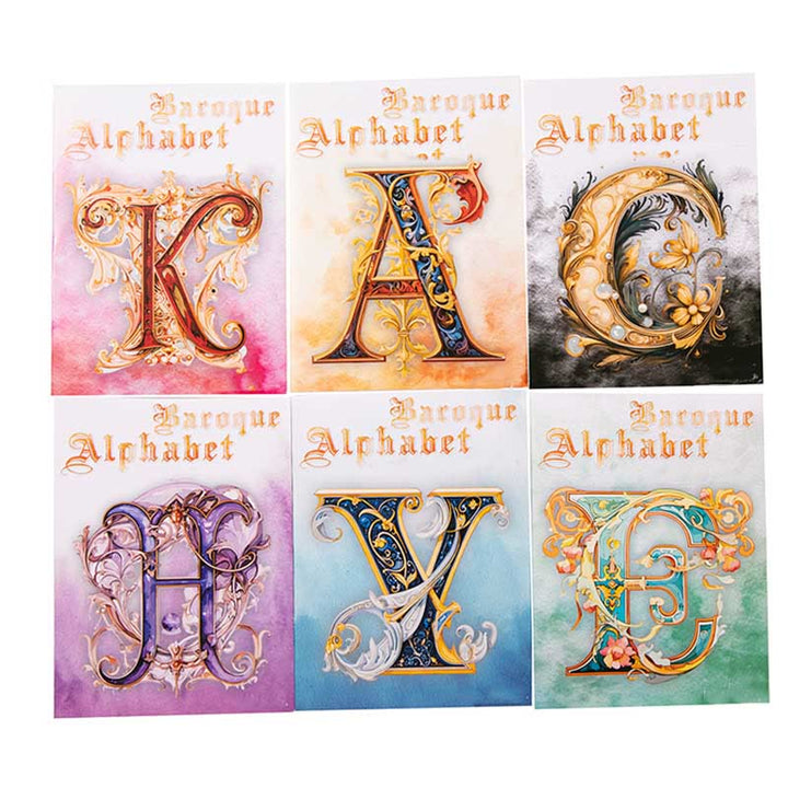 26 Baroque Alphabet Art Series Sticker For DIY Journal Decor