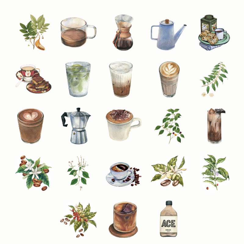 46pcs Rooftop Cafe Series Sticker For DIY Journal Decor