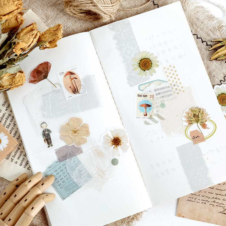 46pcs Flowers Write Poems Series Sticker For DIY Journal Decor