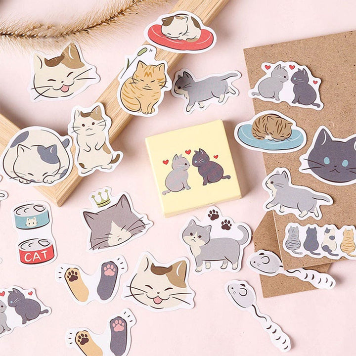 45pcs Diary Of Cat Handling Sticker For DIY Journal Decor