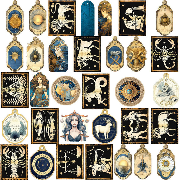 38pcs Zodiac And Constellation Series Sticker For DIY Journal Decor