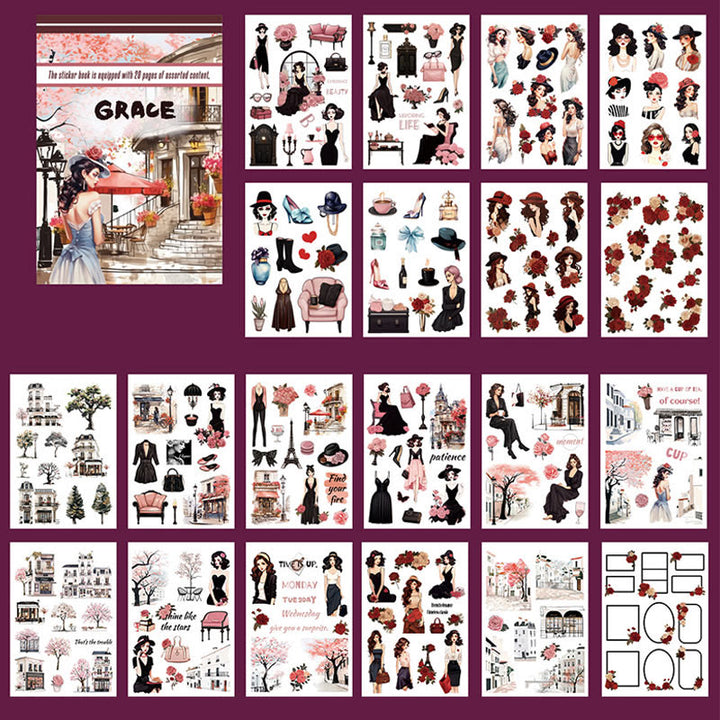 European Ladies Series Sticker Book For DIY Journal Decor