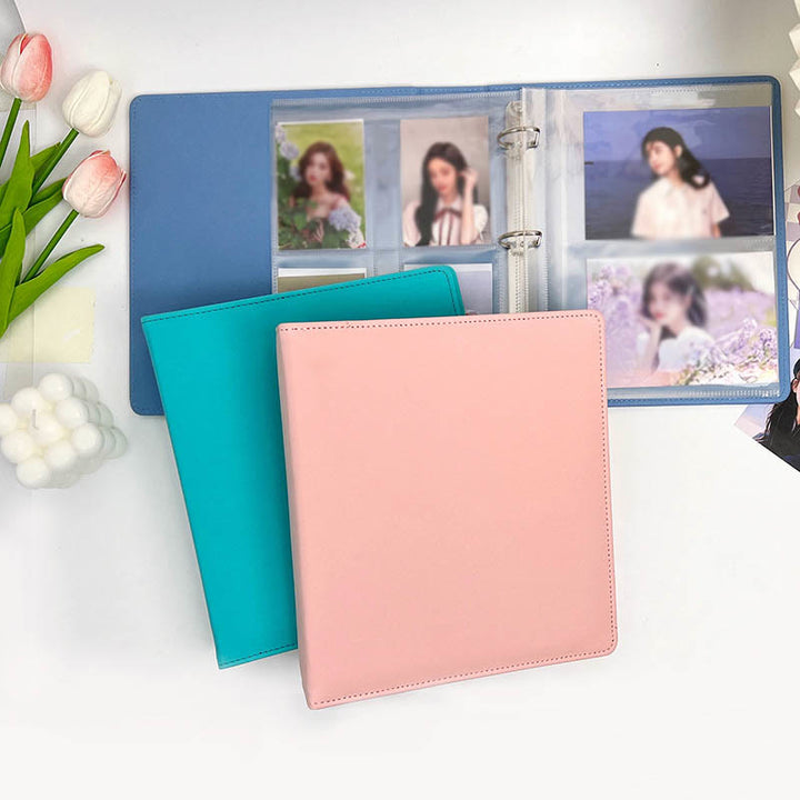 Plain Color Photo Album With A5 Leather Cover Loose Leaf Binder