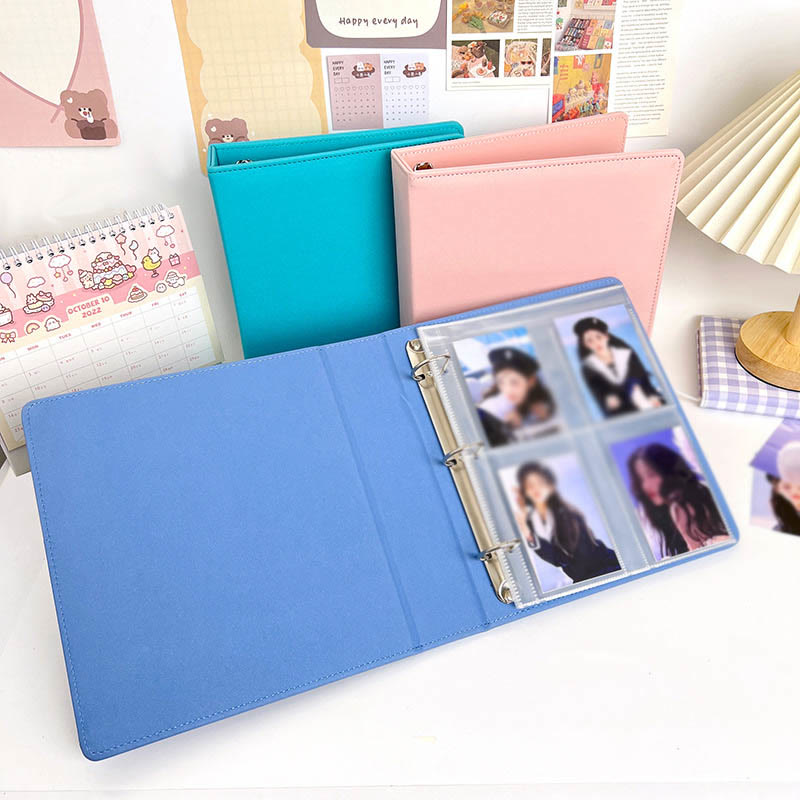 Plain Color Photo Album With A5 Leather Cover Loose Leaf Binder