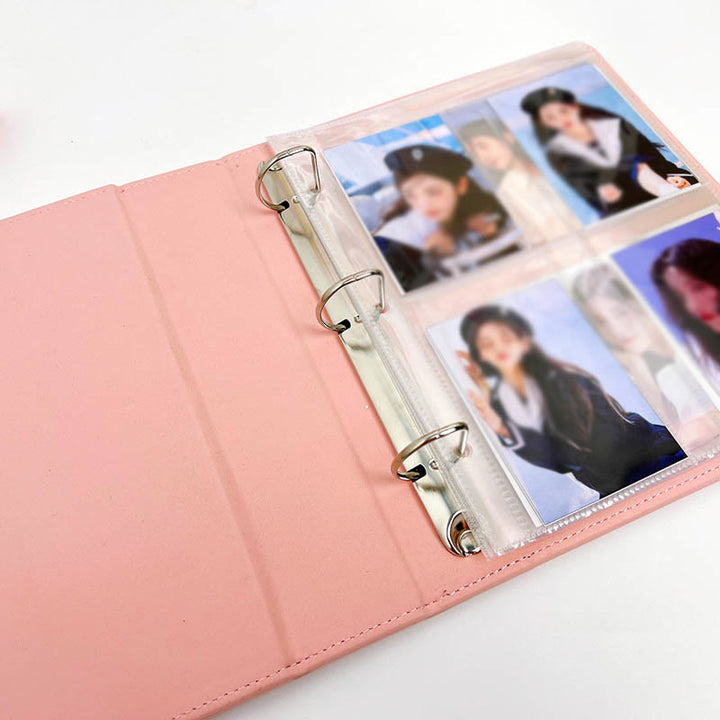 Plain Color Photo Album With A5 Leather Cover Loose Leaf Binder