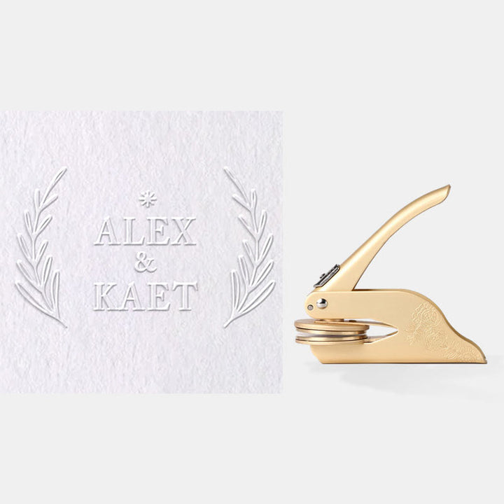 Custom Floral Name Wedding Embosser Stamp Seal