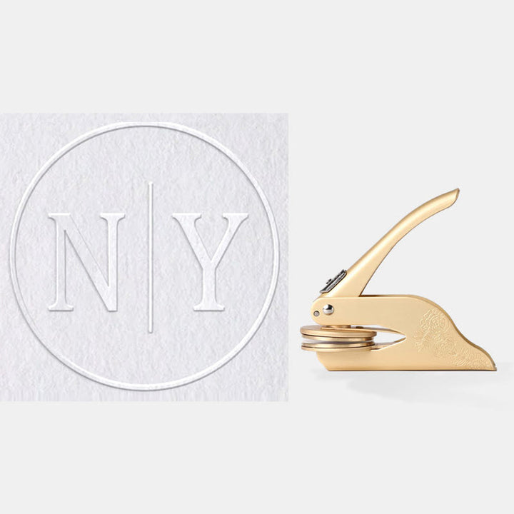 Personalized Monogram Embosser Letters Round Logo Stamp