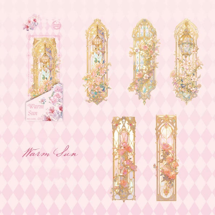 4 Styles Retro Floral Bookmark Sticker Set PET Book Label