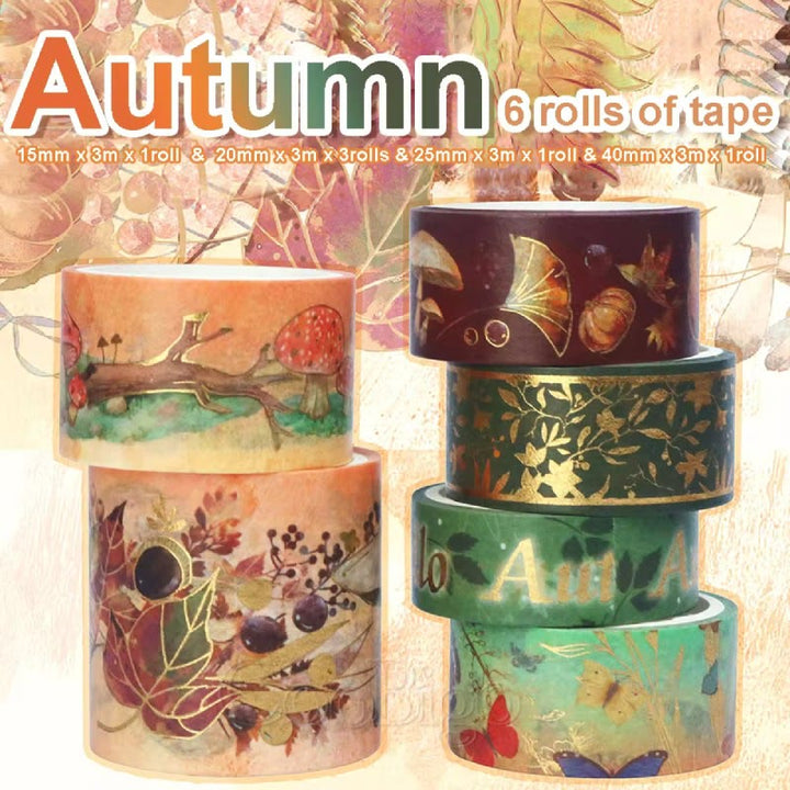 6 Rolls Set Autumn Series Washi Tape Decorative Scrapbook Tape