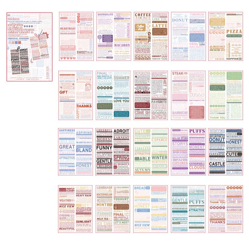 Text Collection Series Sticker Book For DIY Journal Decor