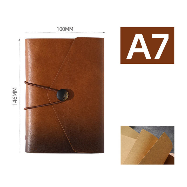 A7 Loose-Leaf Leather Cover Kraft Paper Notebook For Journal