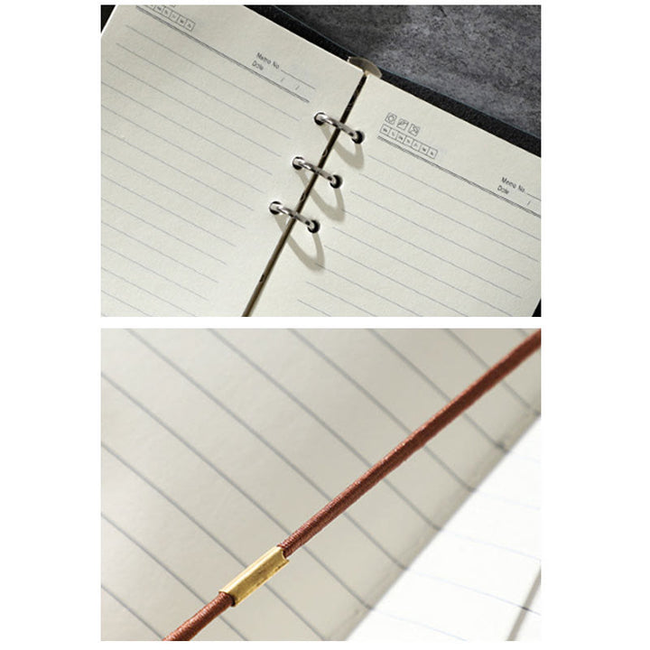 A7 Loose-Leaf Leather Cover Kraft Paper Notebook For Journal