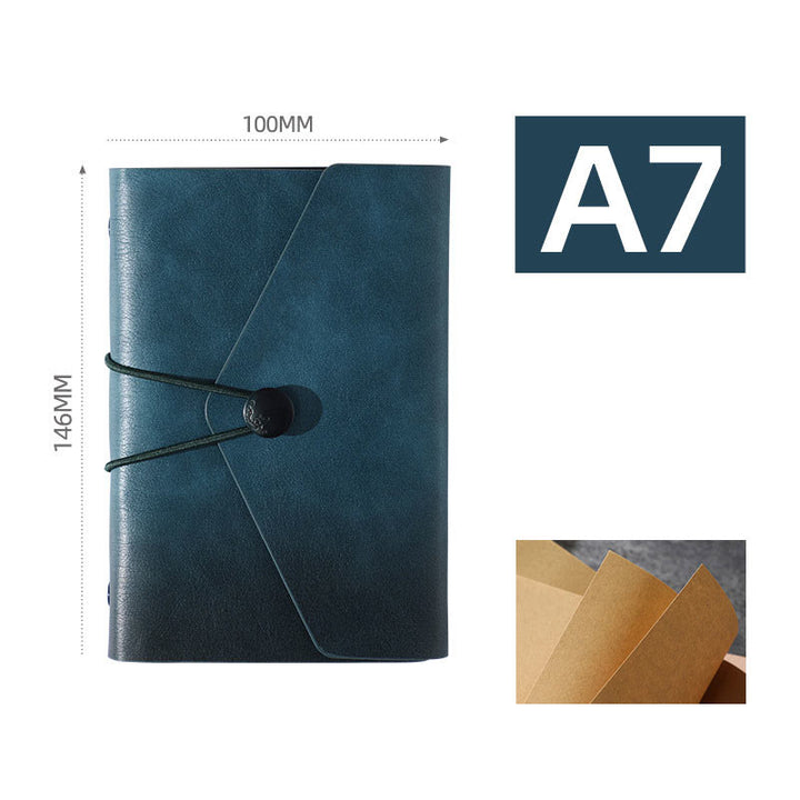 A7 Loose-Leaf Leather Cover Kraft Paper Notebook For Journal