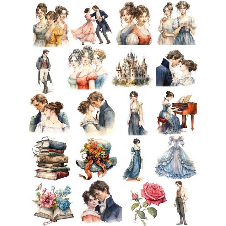 Retro Aristocratic Girl Series Sticker For DIY Journal Decor