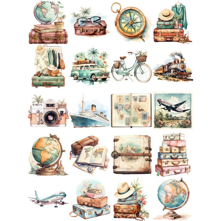 Travel Diary Log Series Sticker For DIY Journal Decor