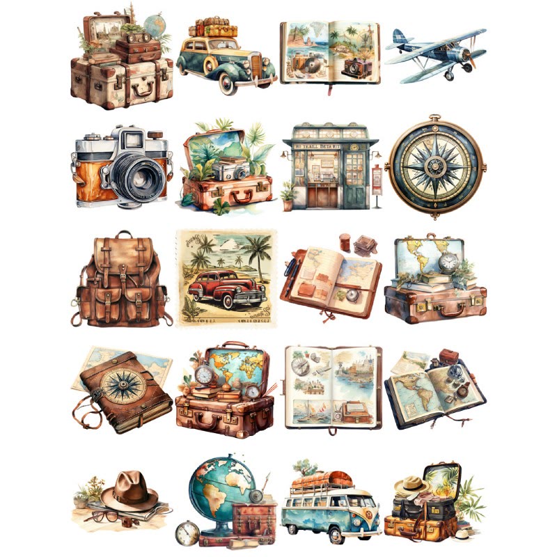 Travel Diary Log Series Sticker For DIY Journal Decor