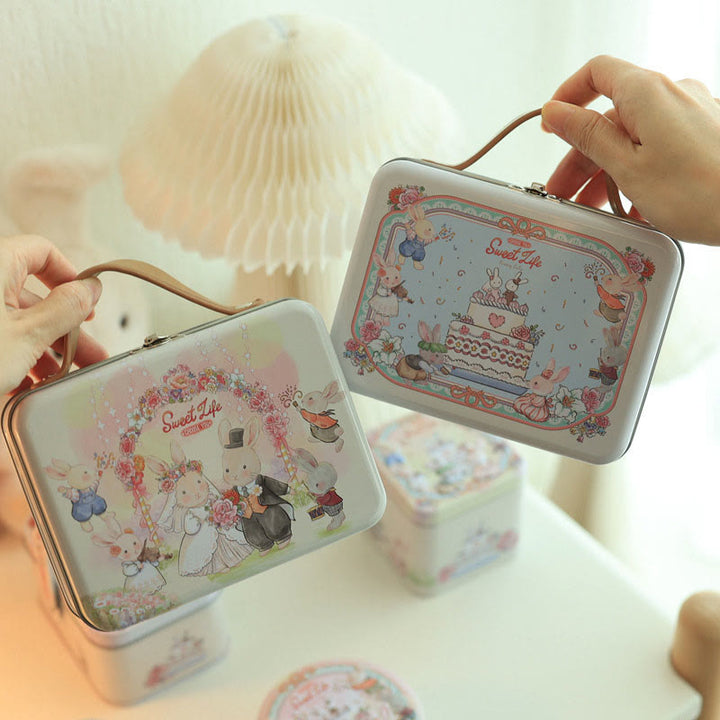 Metal Storage Box For Handmade Scrapbook Crafts Bunny Jars