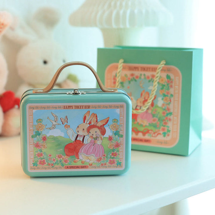 Metal Storage Box For Handmade Scrapbook Crafts Bunny Jars