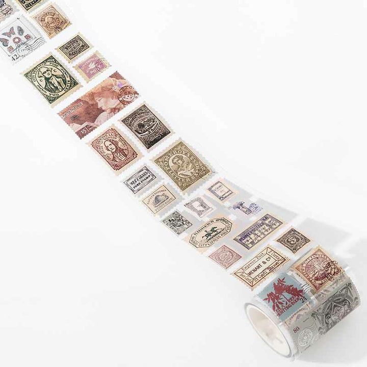 Natural Post Office Series Postage Stamp Stickers Tape Plants Buildings Mushroom Moon Postmark