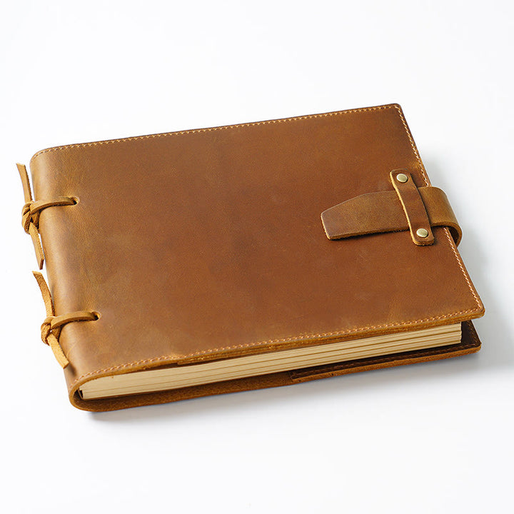 Horizontal Classic Genuine Leather Cover Notebook For Daily Record