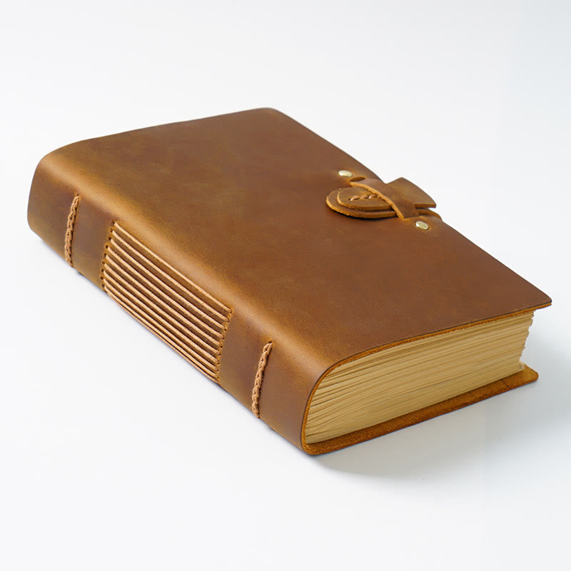 Retro Brown Genuine Leather Cover Notebook For Daily Record