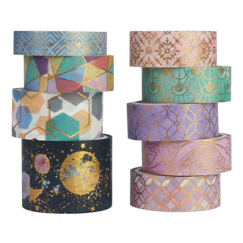 9 Rolls Set Geometric Aesthetics Washi Tape Decorative Scrapbook Tape