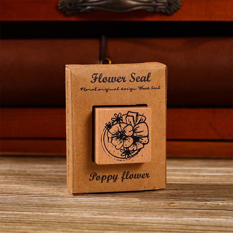 Flower Seal Wooden Rubber Stamps 8 Style Floral Decorative Rubber Stamp