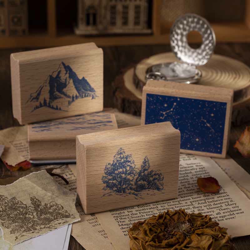 Starry Night Castle Stacking Mountain Rubber Stamps 8 Styles DIY Seal