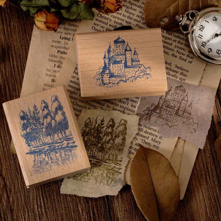 Starry Night Castle Stacking Mountain Rubber Stamps 8 Styles DIY Seal