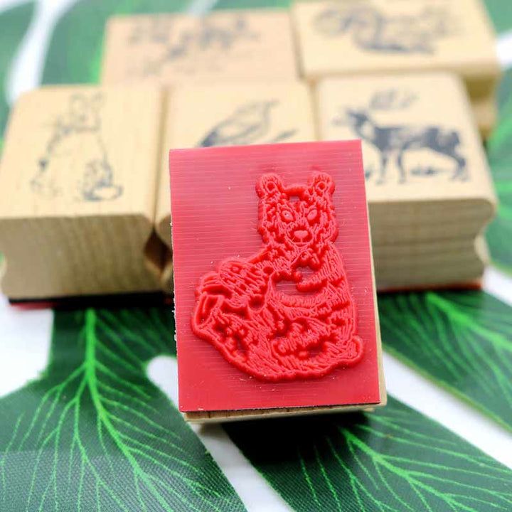 Wooden Forest Animals Series Rubber Stamps Journal Diary Scrapbook DIY Tool