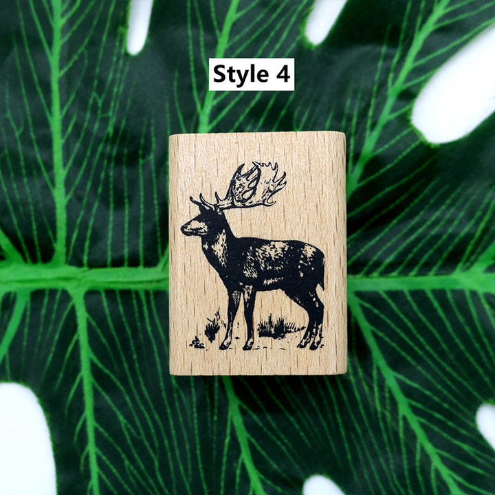 Wooden Forest Animals Series Rubber Stamps Journal Diary Scrapbook DIY Tool