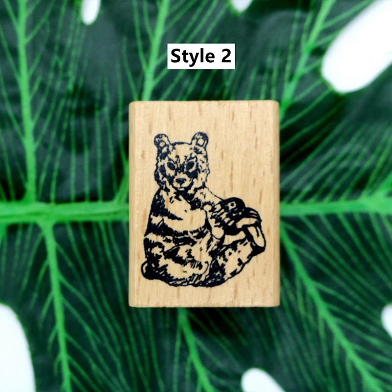 Wooden Forest Animals Series Rubber Stamps Journal Diary Scrapbook DIY Tool