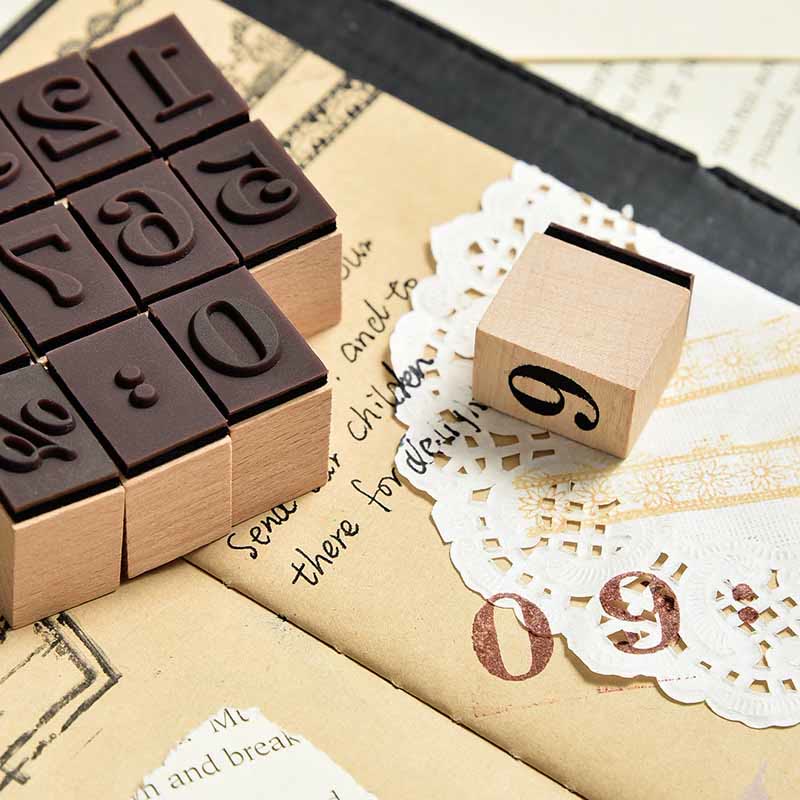 Month Weekday Number Wooden Stamps Set Wooden Stamp Rubber Stamp Set