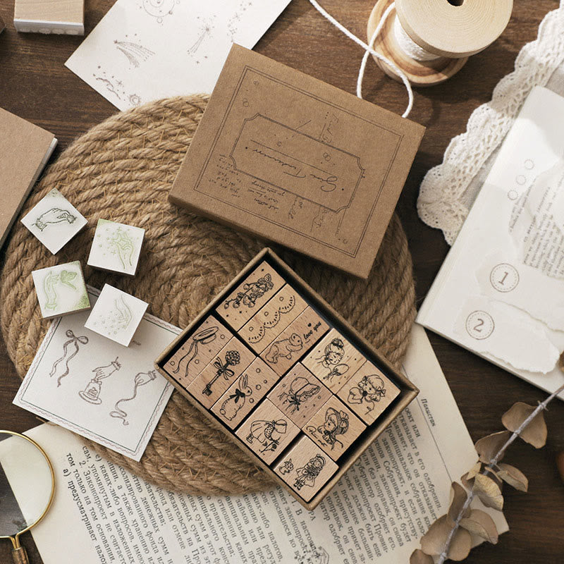 8 Styles Collection Wooden Rubber Stamps For Card Making