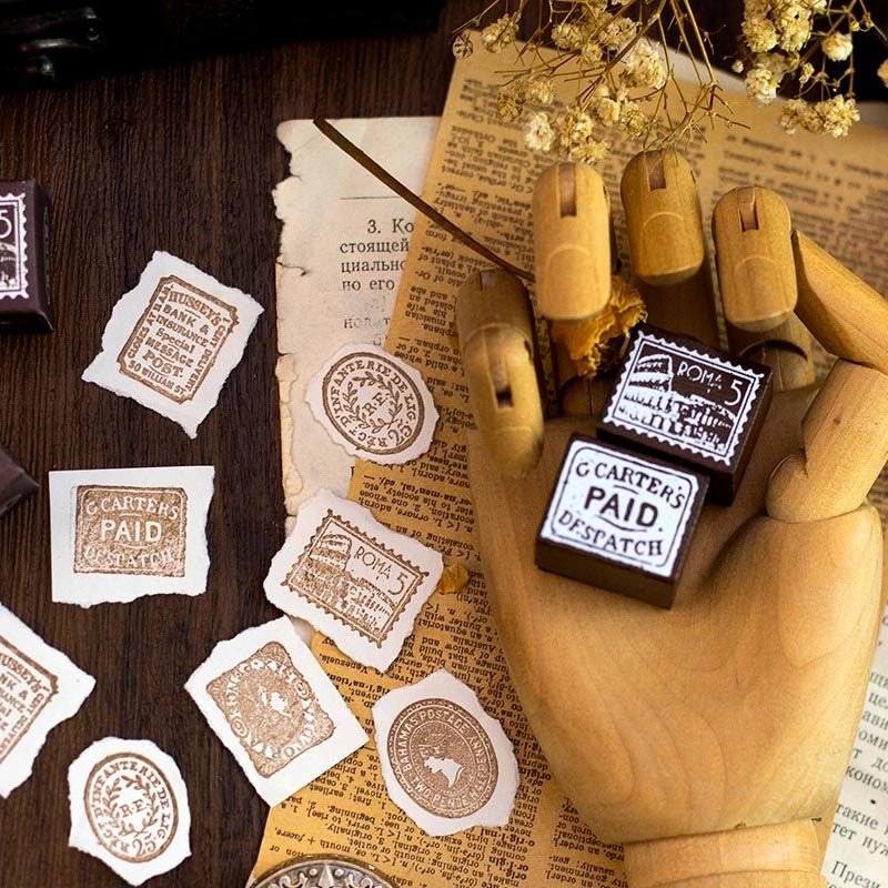 6 Styles Retro Wooden Rubber Stamps For Card Making