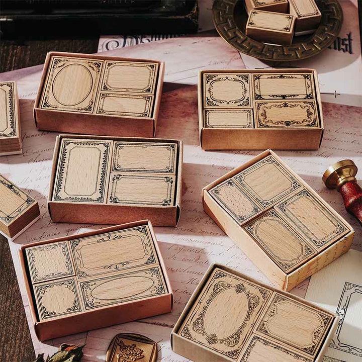 6 Styles Baroque Fantasia Series Wooden Stamps For Card Making