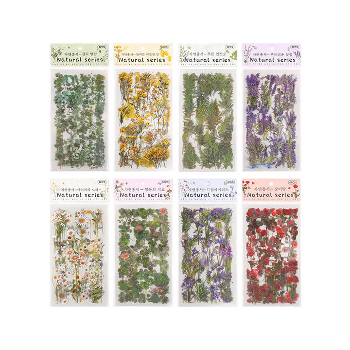 Natural Plants Floral Stickers Daisy Rose Lavender Eucalyptus