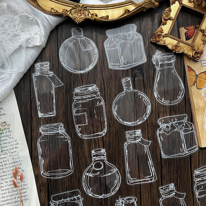 30Pcs Transparent Glass Bottle Vase Stickers