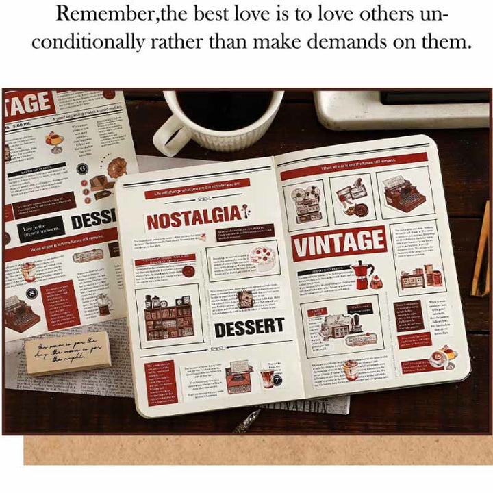 Retro Stickers Life Newspaper Scrapbook DIY Decorative Decals Adhesive Craft