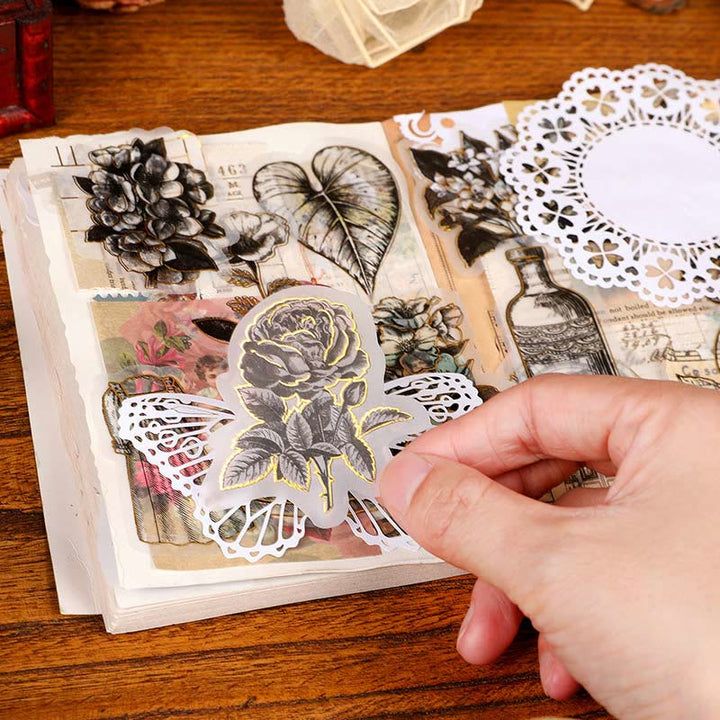 Sketch Memories Series Scrapbook Stickers Flower Leaf Bottle Window Gilding Sticker