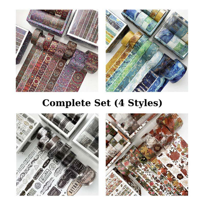 8pcs Decorative PET Waterproof Tape Retro DIY Scrapbook Decor