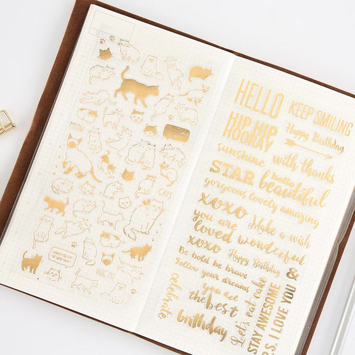 Gold Diary Series PVC Sticker For Journal Decor