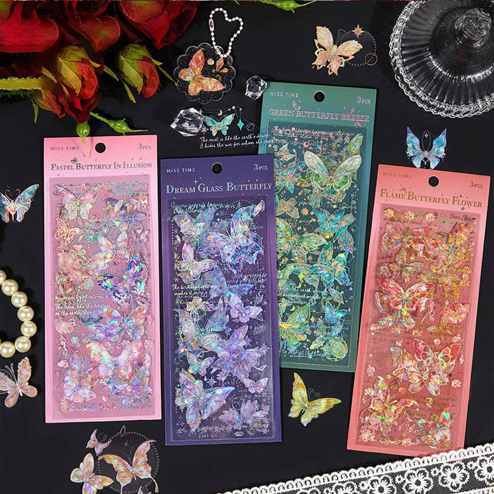 Light Butterfly Series PET Sticker Set For Journal Decor