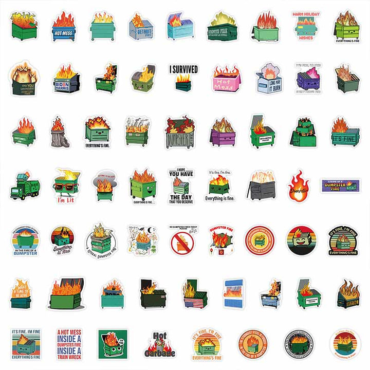 60pcs Dumpster Fire Series Sticker For DIY Journal Decor